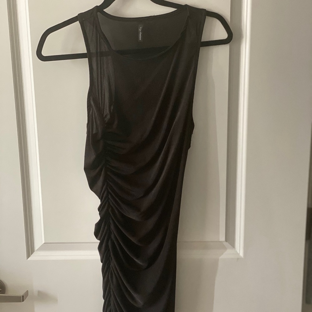 Black Dress Asymmetrical Rouched Dress